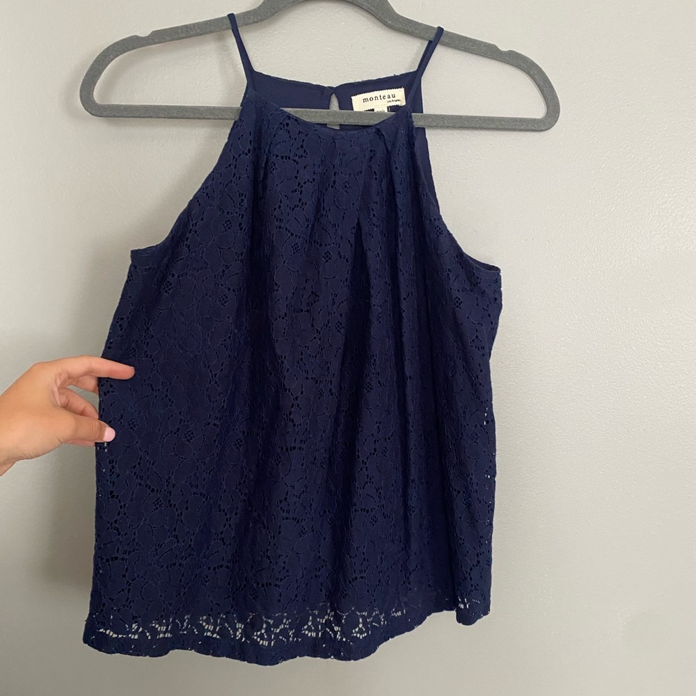 Blue lace tank top